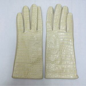 SOLD***Women's VTG Calf Skin Leather Silk Lined Faux Snake Skin Gloves, Size 7.5